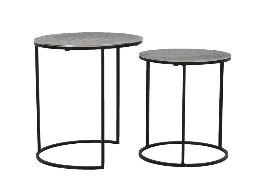 Light &amp; Living - Tables d'appoint 'Rengo' (Lot de 2, Texture, Plomb Antique)