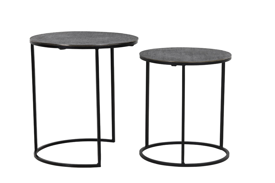 Light &amp; Living - Tables d'appoint 'Rengo' (Lot de 2, Texture, Nickel Noir)