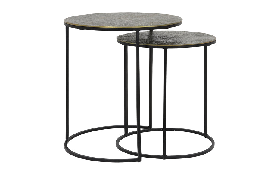 Light &amp; Living - Tables d'appoint 'Rengo' (Lot de 2, Texture, Bronze Antique)