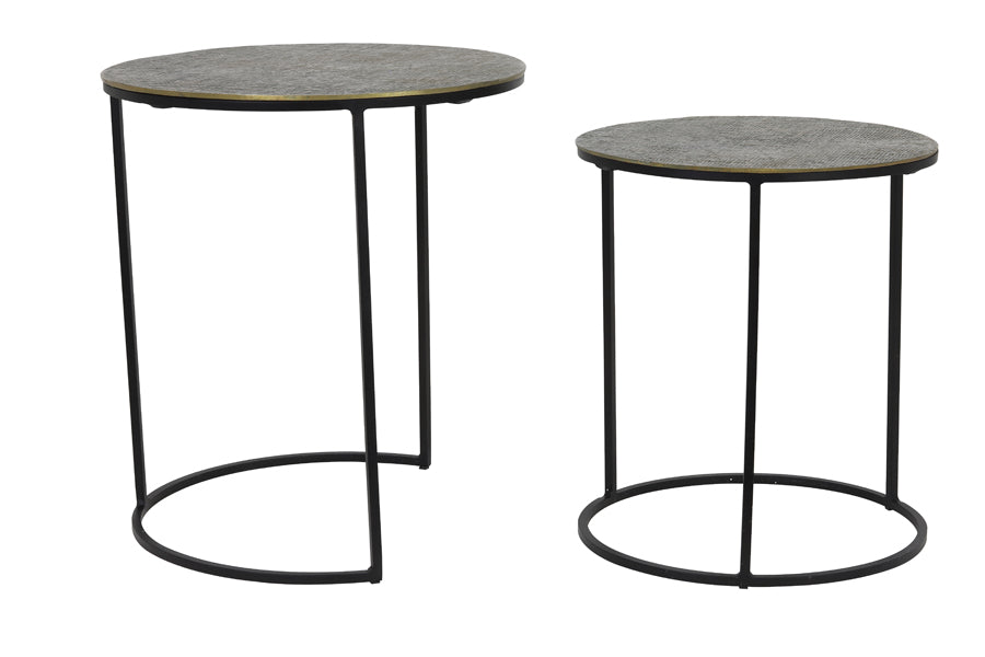 Light &amp; Living - Tables d'appoint 'Rengo' (Lot de 2, Texture, Bronze Antique)