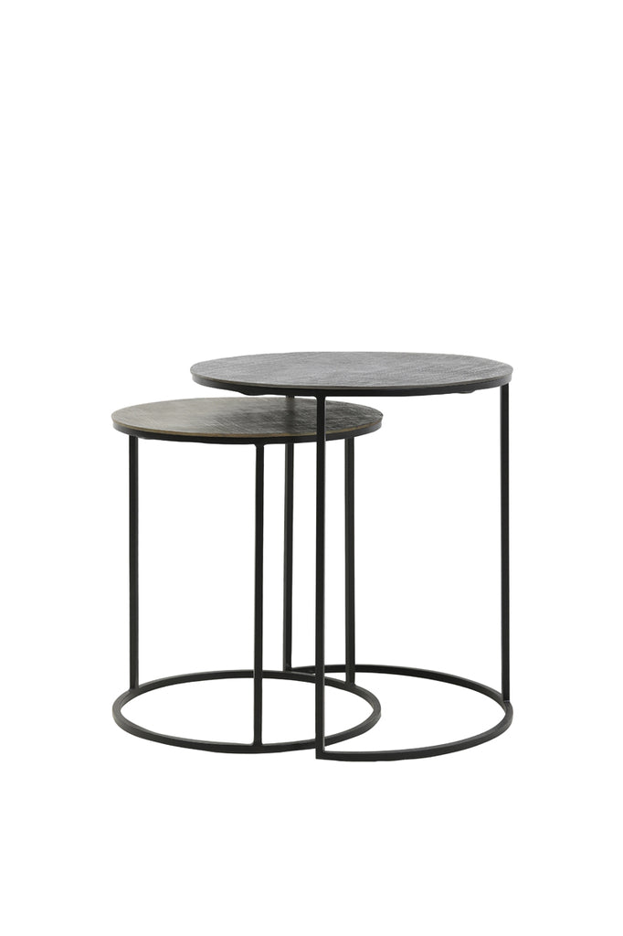 Light &amp; Living - Tables d'appoint 'Rengo' (Lot de 2, Texture, Noir et Bronze Antique)