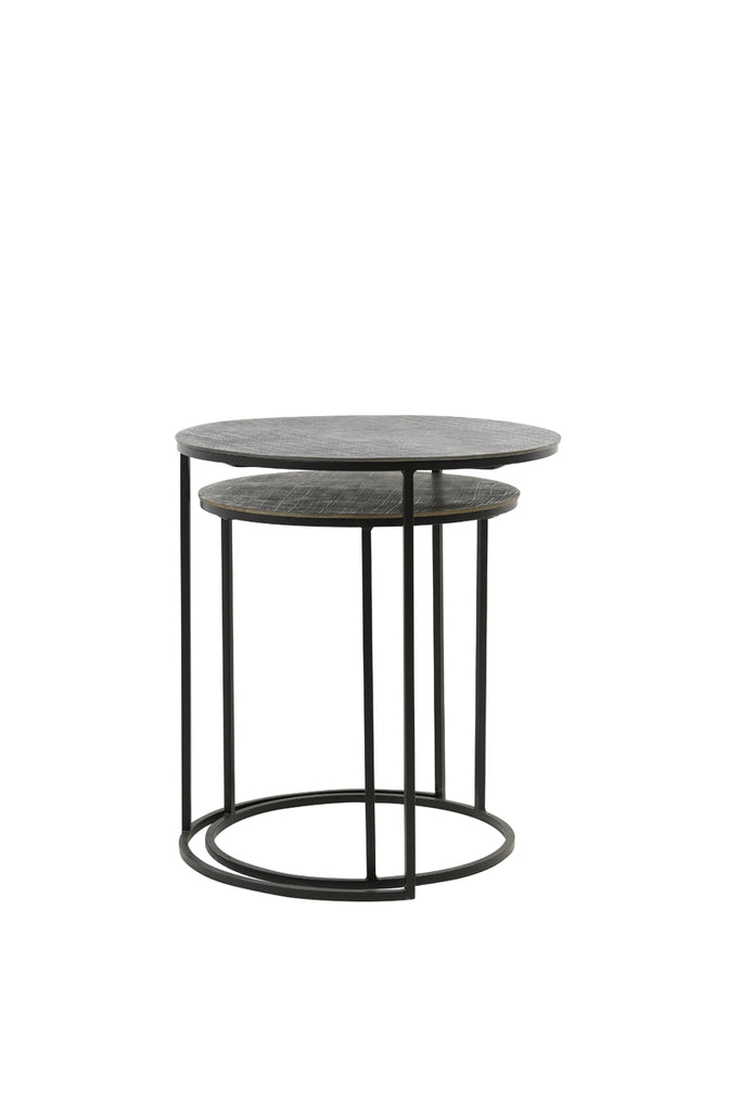 Light &amp; Living - Tables d'appoint 'Rengo' (Lot de 2, Texture, Noir et Bronze Antique)