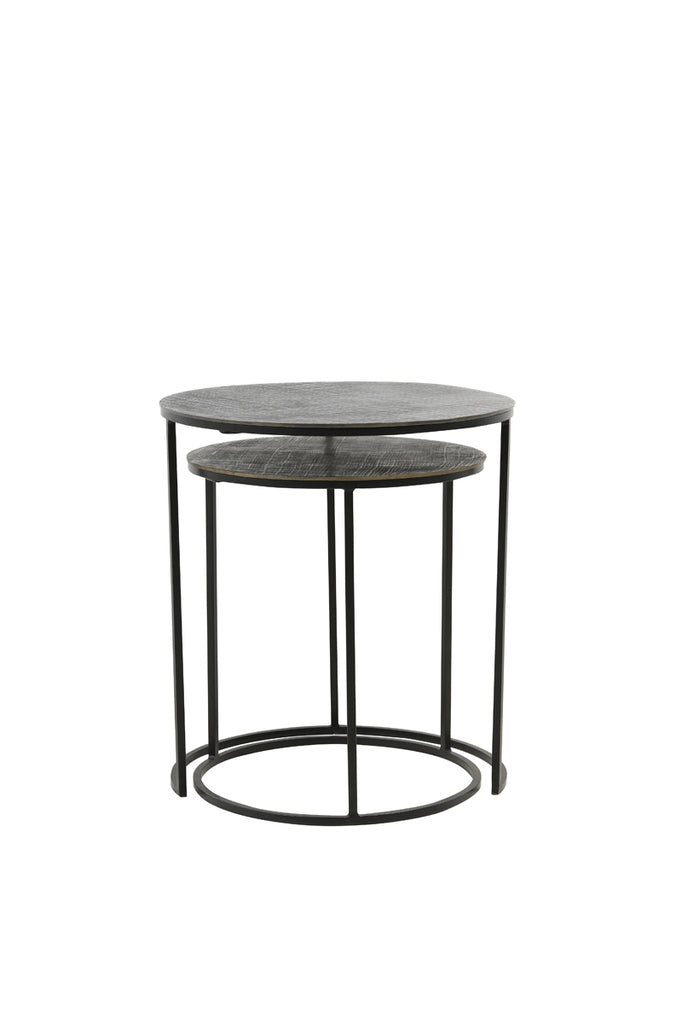 Light &amp; Living - Tables d'appoint 'Rengo' (Lot de 2, Texture, Noir et Bronze Antique)