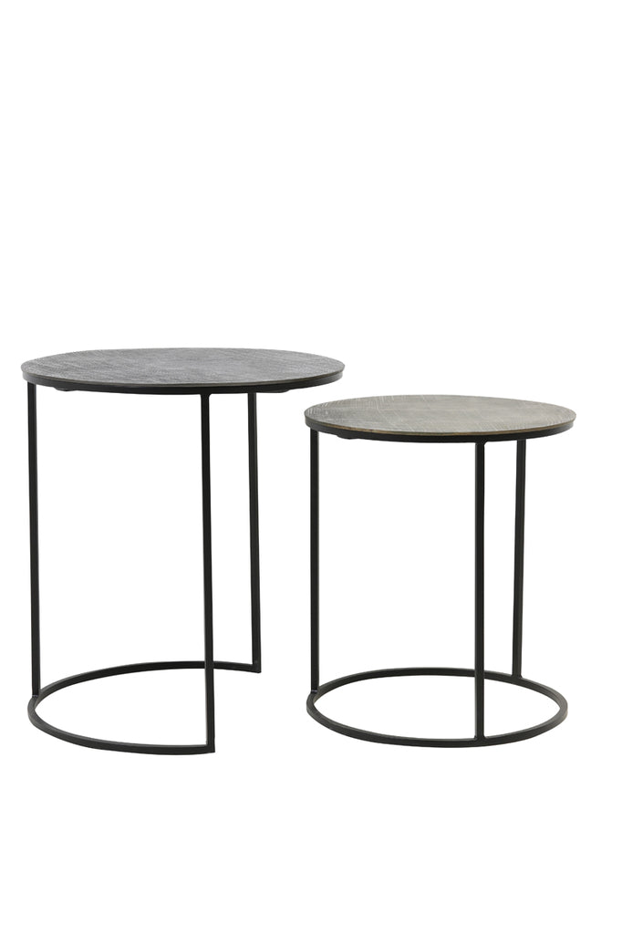 Light &amp; Living - Tables d'appoint 'Rengo' (Lot de 2, Texture, Noir et Bronze Antique)