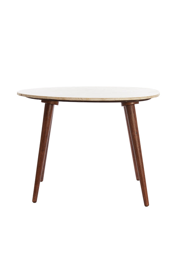 Light &amp; Living - Table basse 'Romano' (Taille L, Travertine Sable &amp; Bois Marron)