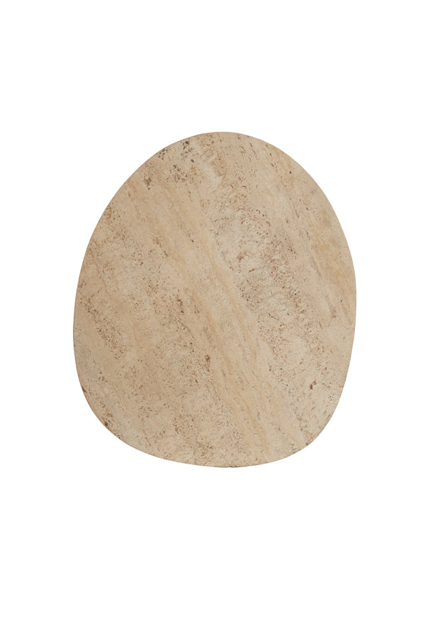 Light &amp; Living - Table basse 'Romano' (Taille L, Travertine Sable &amp; Bois Marron)