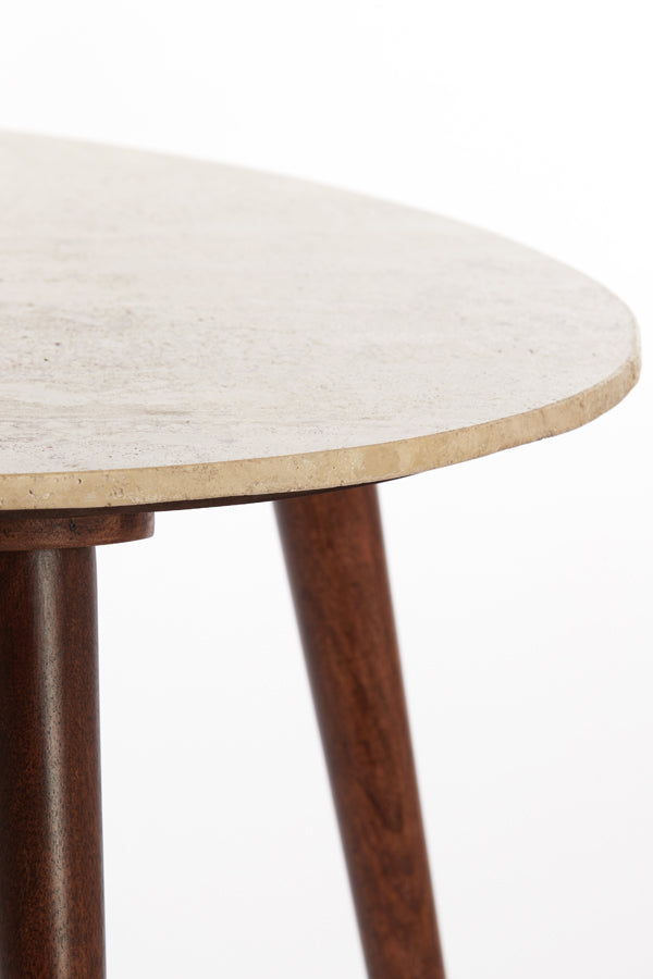 Light &amp; Living - Table basse 'Romano' (Taille L, Travertine Sable &amp; Bois Marron)