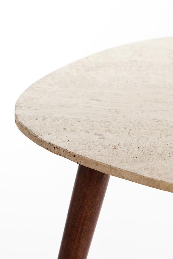 Light &amp; Living - Table basse 'Romano' (Taille L, Travertine Sable &amp; Bois Marron)