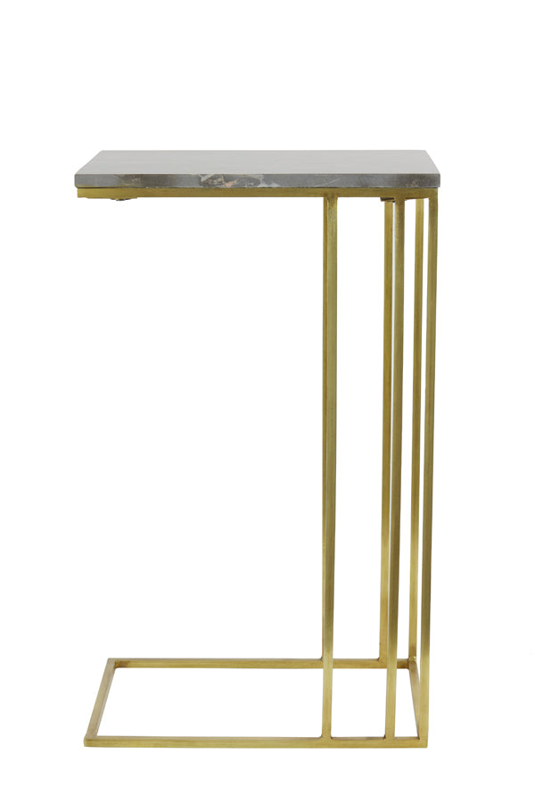 Light &amp; Living - Table d'appoint 'Roshan' (Marbre Marron &amp; Bronze Antique)