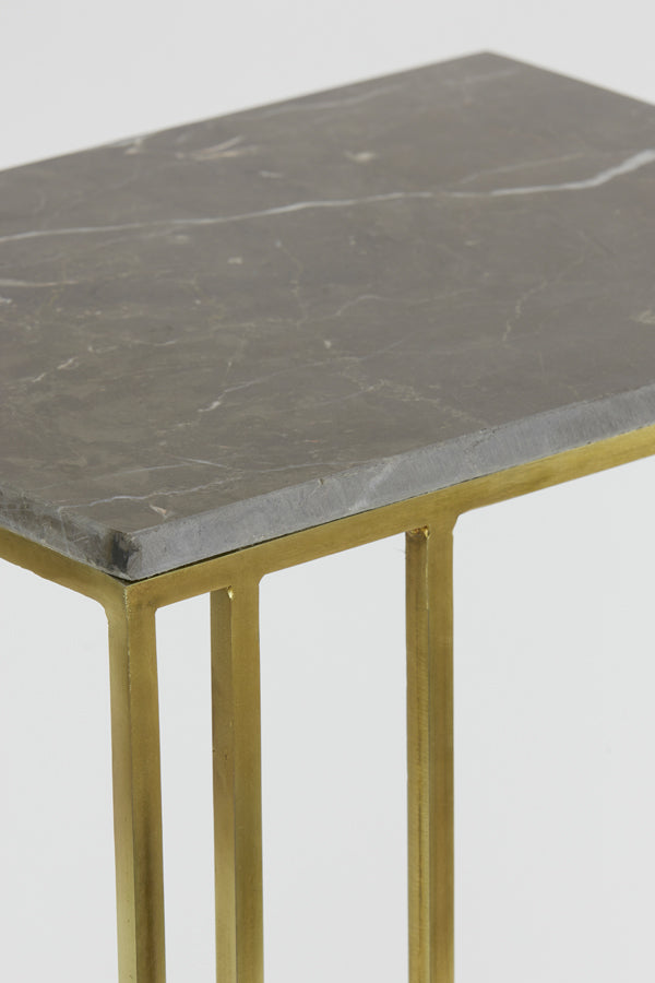 Light &amp; Living - Table d'appoint 'Roshan' (Marbre Marron &amp; Bronze Antique)