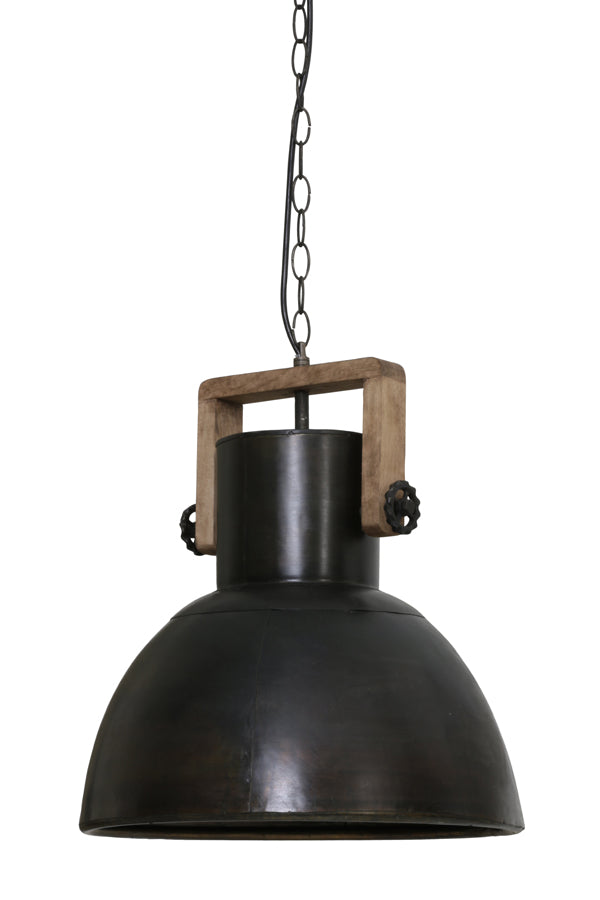 Light &amp; Living - Lampe suspendue 'Shelly' (Zinc avec bois, Noir &amp; Marron)