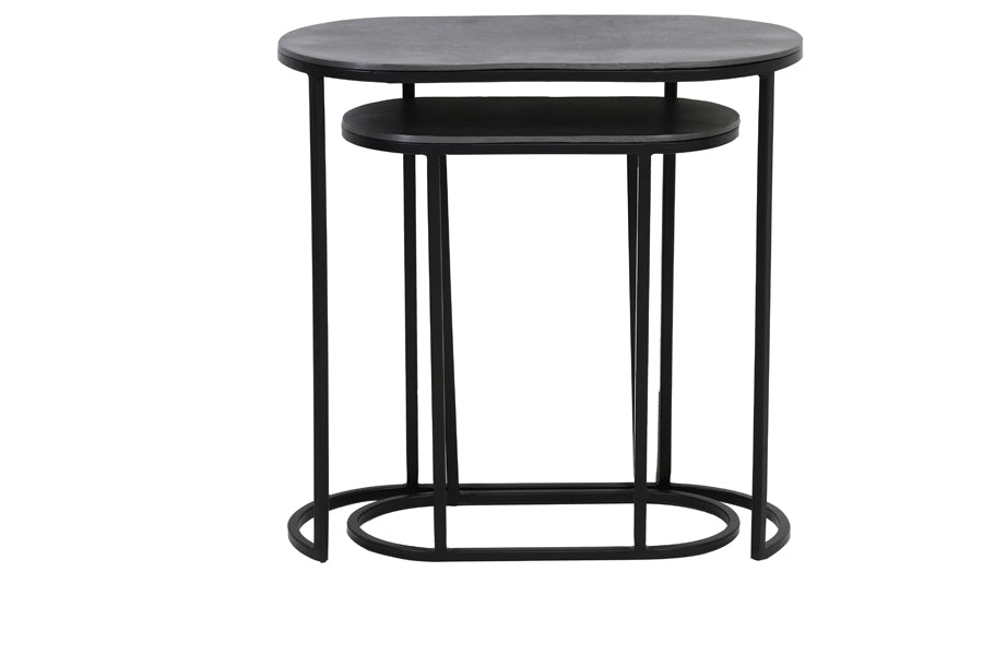 Light & Living - Bijzettafels 'Bocov' (Set van 2, Antique Lead Black)