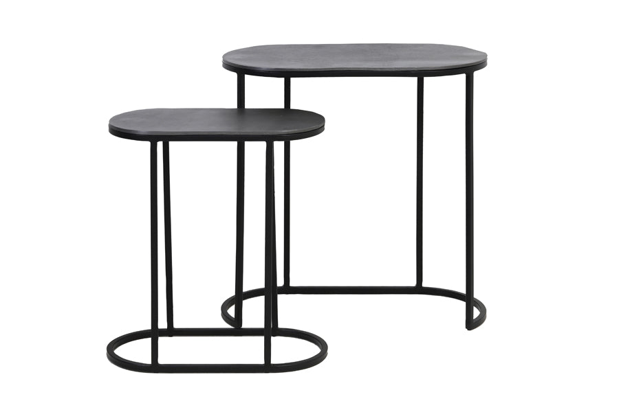 Light &amp; Living - Tables d'appoint 'Bocov' (Lot de 2, Plomb Antique Noir)