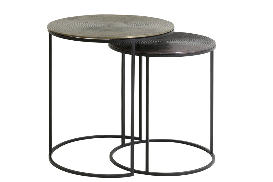 Light &amp; Living - Tables d'appoint 'Talca' (Lot de 2, Cuivre Antique et Bronze Circ)