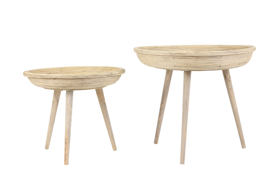 Light &amp; Living - Tables d'appoint 'Colon' (Lot de 2, Rotin Naturel)