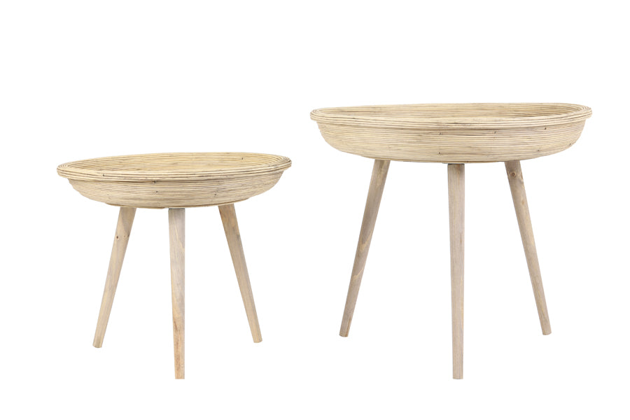 Light &amp; Living - Tables d'appoint 'Colon' (Lot de 2, Rotin Naturel)