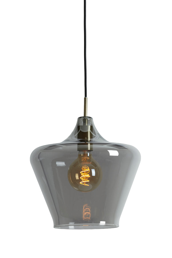 Light &amp; Living - Lampe à suspension 'Solly' (Taille L, Bronze Antique &amp; Verre Fumé)