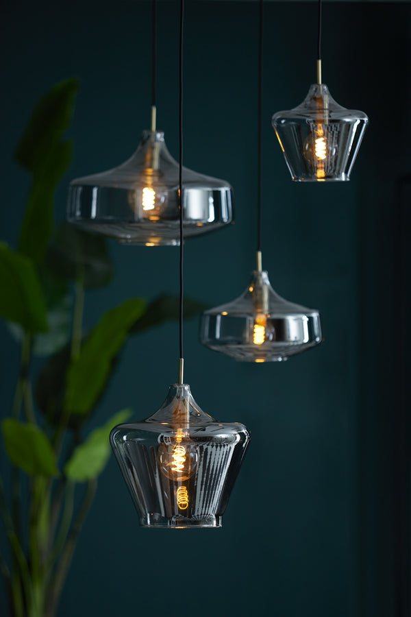 Light &amp; Living - Lampe à suspension 'Solly' (Taille L, Bronze Antique &amp; Verre Fumé)