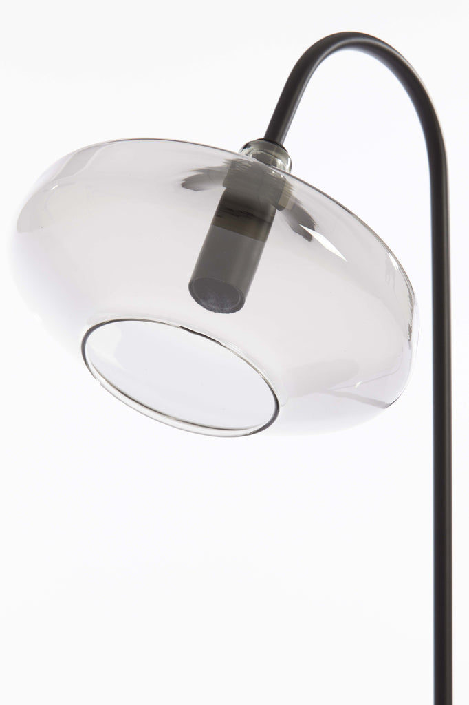 Light &amp; Living - Lampe de table 'Solna' (Noir mat &amp; Verre Fumé)