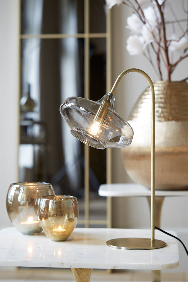 Light &amp; Living - Lampe de table 'Solna' (Bronze Antique et Verre Fumé)