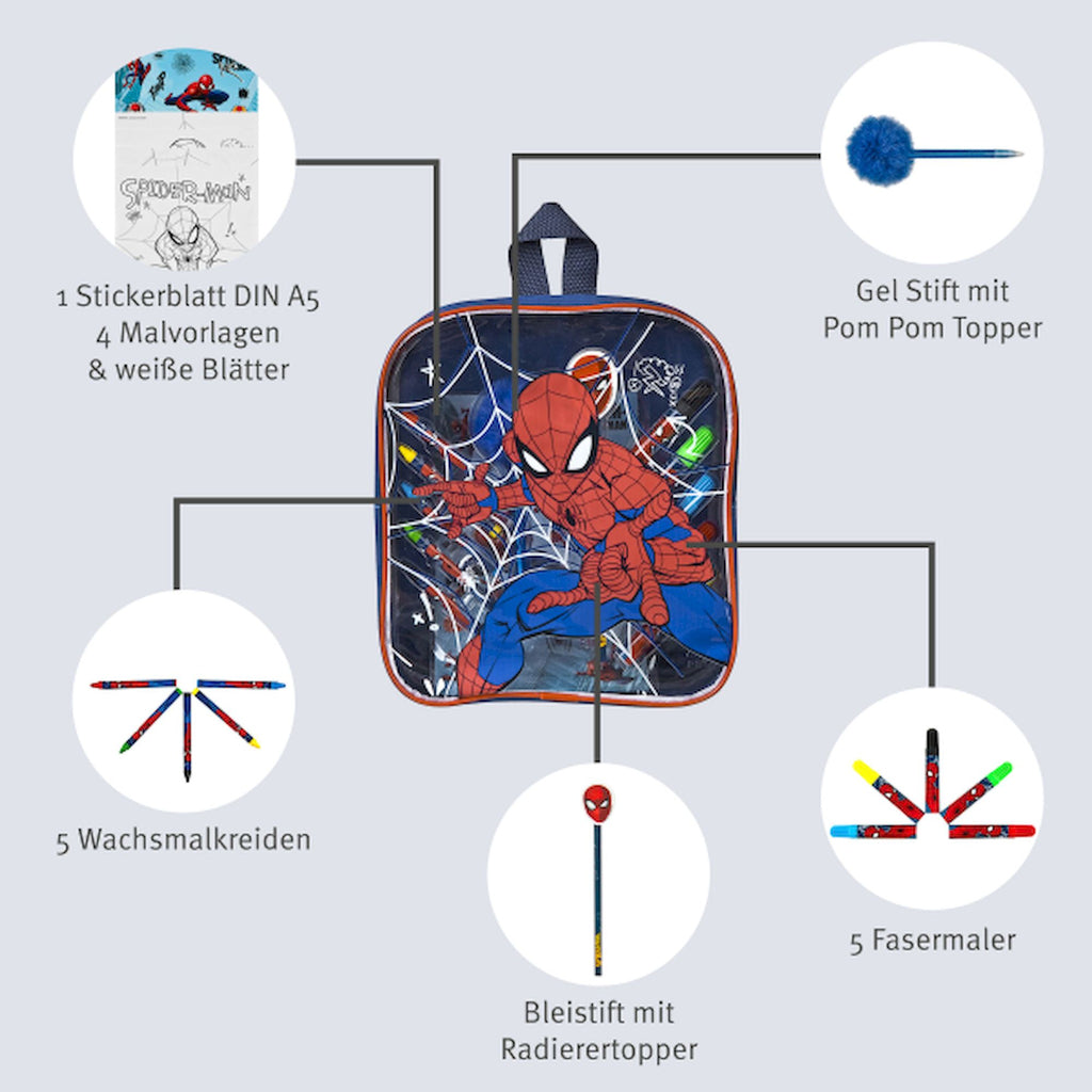Ensemble de couleurs Spider-Man dans un sac à dos