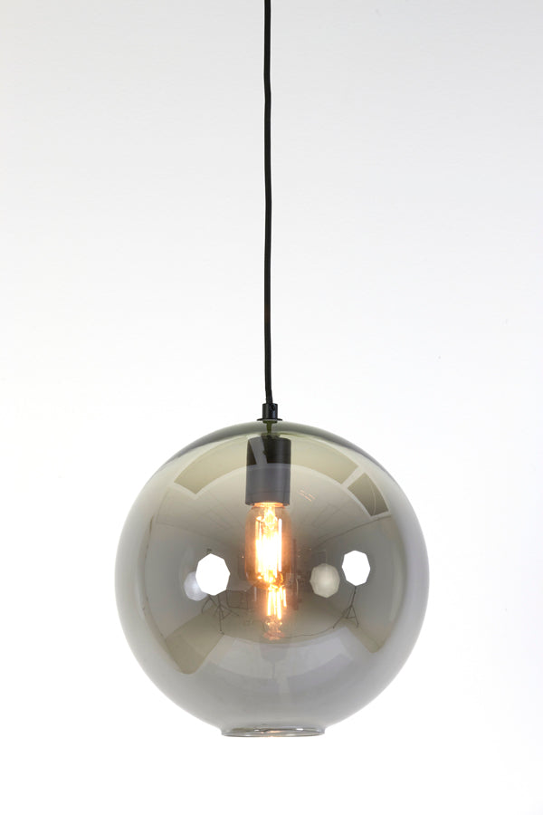 Light & Living - Hanglamp 'Subar' (Matzwart & Smoked Glass)