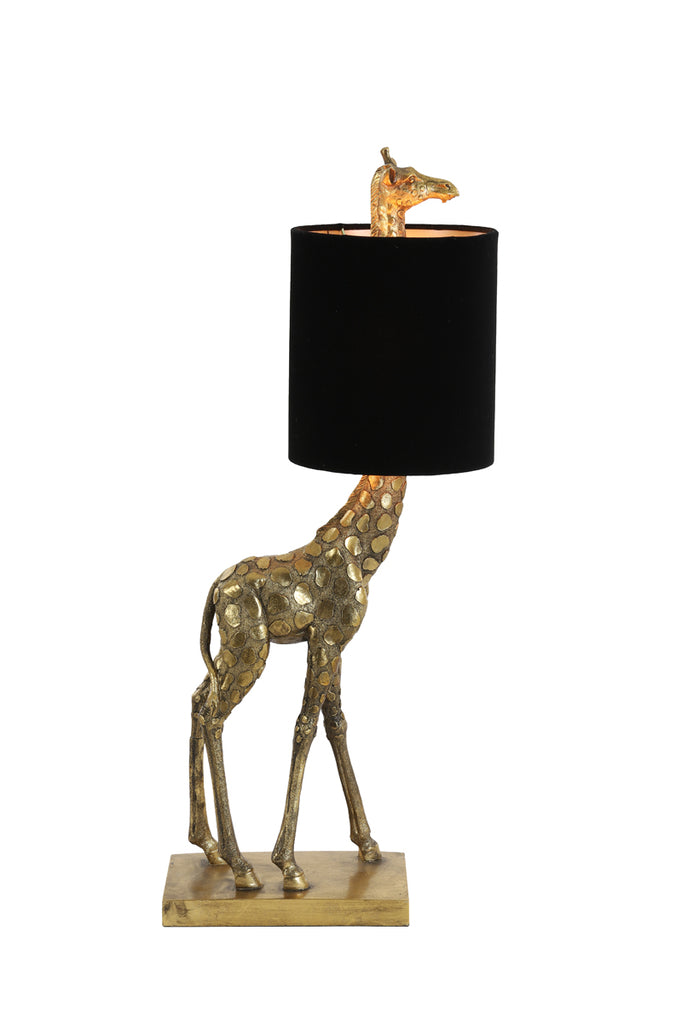 Light &amp; Living - Lampe de table 'Giraffe' (Bronze Antique &amp; Velours Noir)