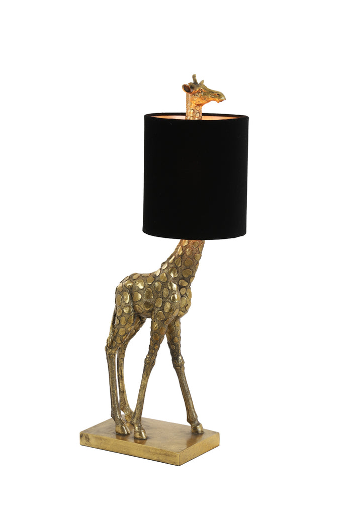 Light &amp; Living - Lampe de table 'Giraffe' (Bronze Antique &amp; Velours Noir)