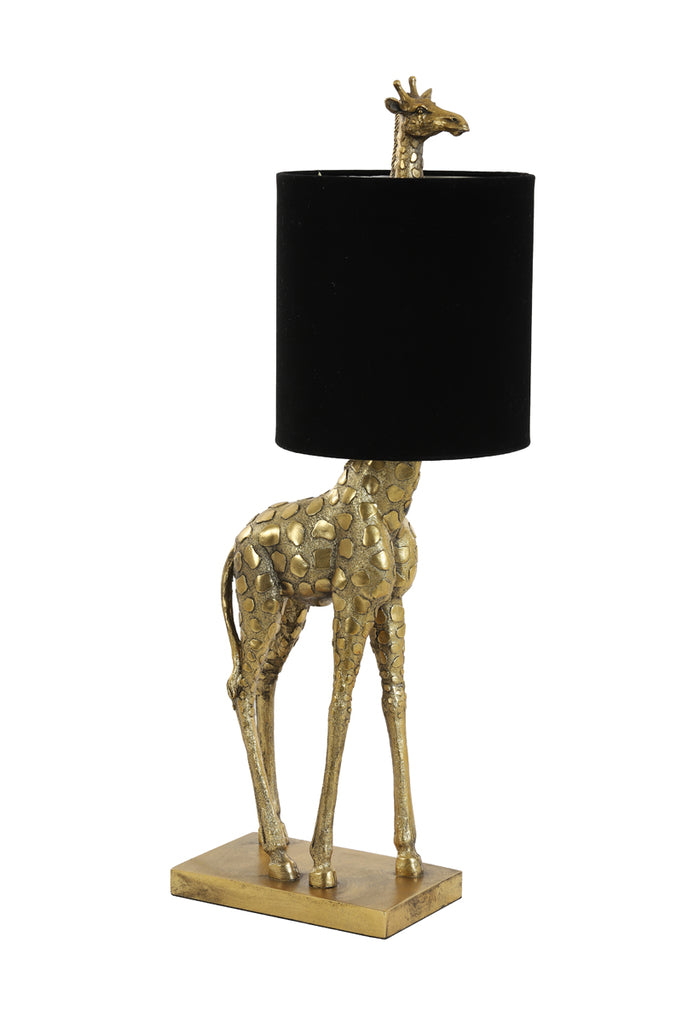 Light &amp; Living - Lampe de table 'Giraffe' (Bronze Antique &amp; Velours Noir)