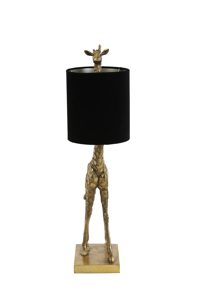 Light &amp; Living - Lampe de table 'Giraffe' (Bronze Antique &amp; Velours Noir)