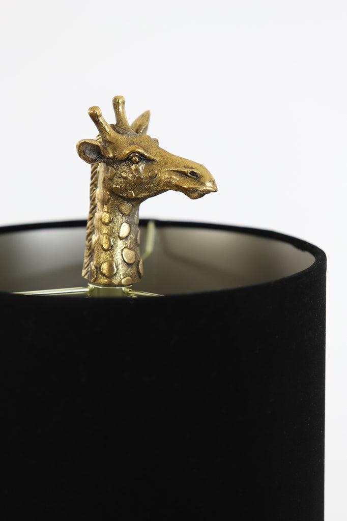 Light &amp; Living - Lampe de table 'Giraffe' (Bronze Antique &amp; Velours Noir)