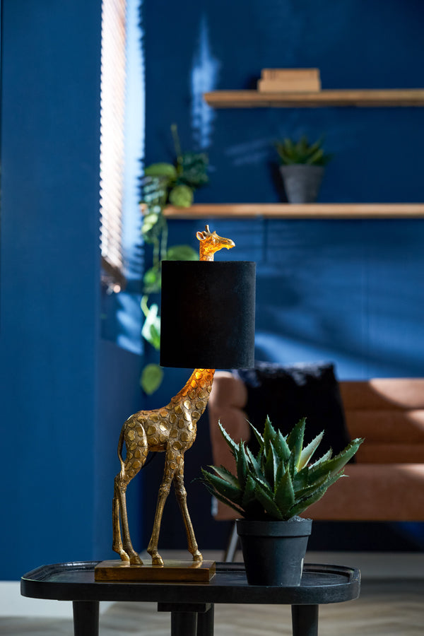 Light & Living - Tafellamp 'Giraffe' (Antique Bronze & Velvet Black)