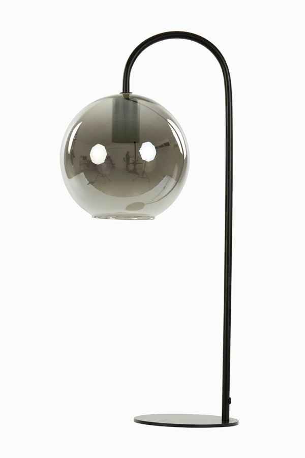 Light &amp; Living - Lampe de table 'Subar' (Noir Mat &amp; Verre Fumé)