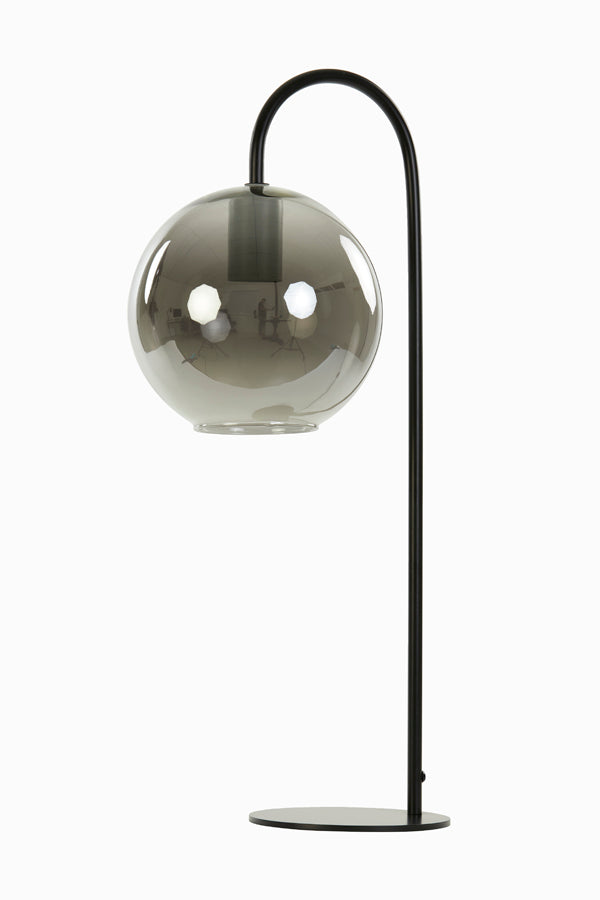 Light &amp; Living - Lampe de table 'Subar' (Noir Mat &amp; Verre Fumé)