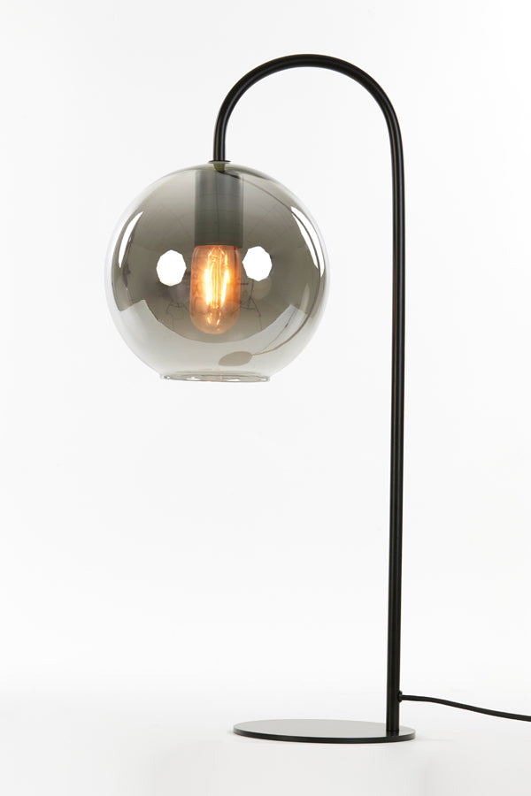 Light &amp; Living - Lampe de table 'Subar' (Noir Mat &amp; Verre Fumé)