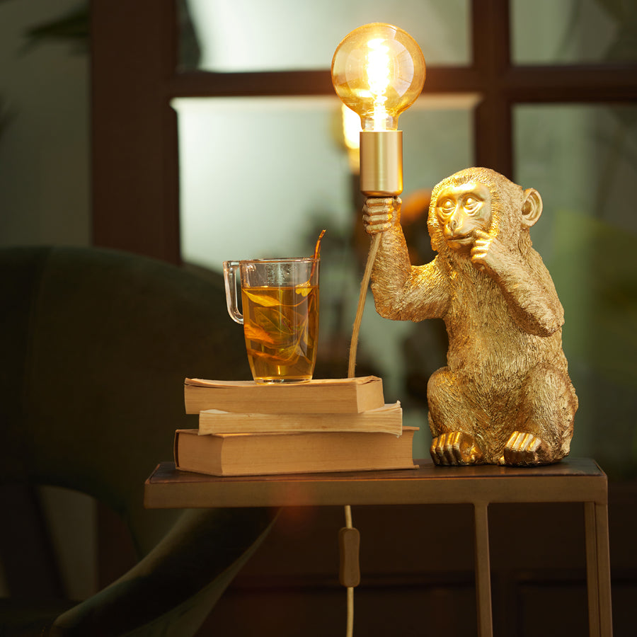 Light &amp; Living - Lampe de table 'Monkey' (Or Mat)