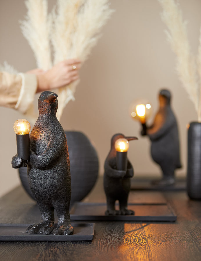 Light &amp; Living - Lampe de table 'Penguin' (Taille M, Noir Mat)