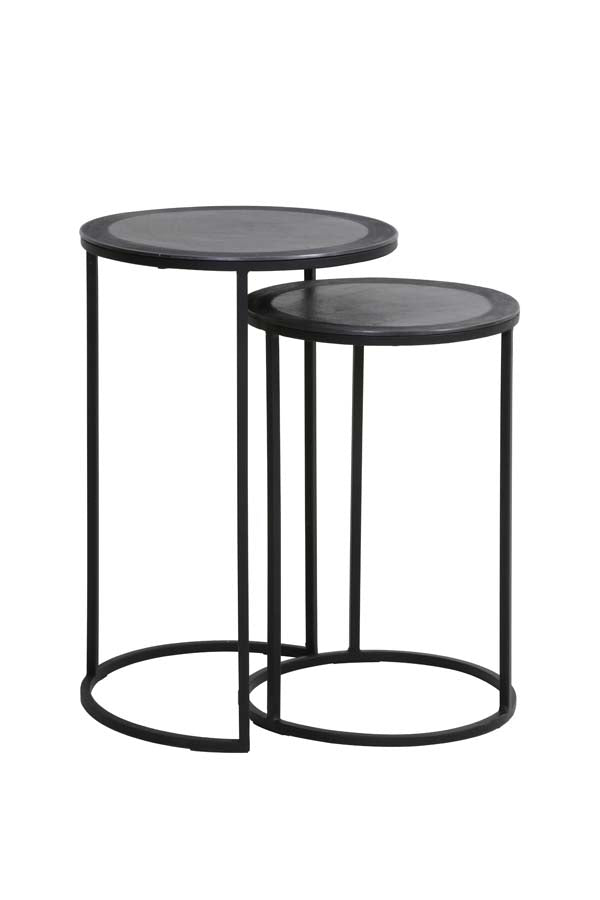 Light &amp; Living - Tables d'appoint 'Talca' (Lot de 2, Bord Antique Plomb)