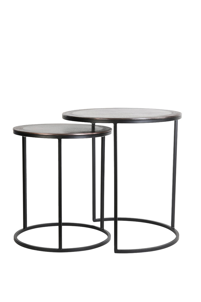 Light &amp; Living - Tables d'appoint 'Talca' (Lot de 2, Cuivre Antique et Noir)