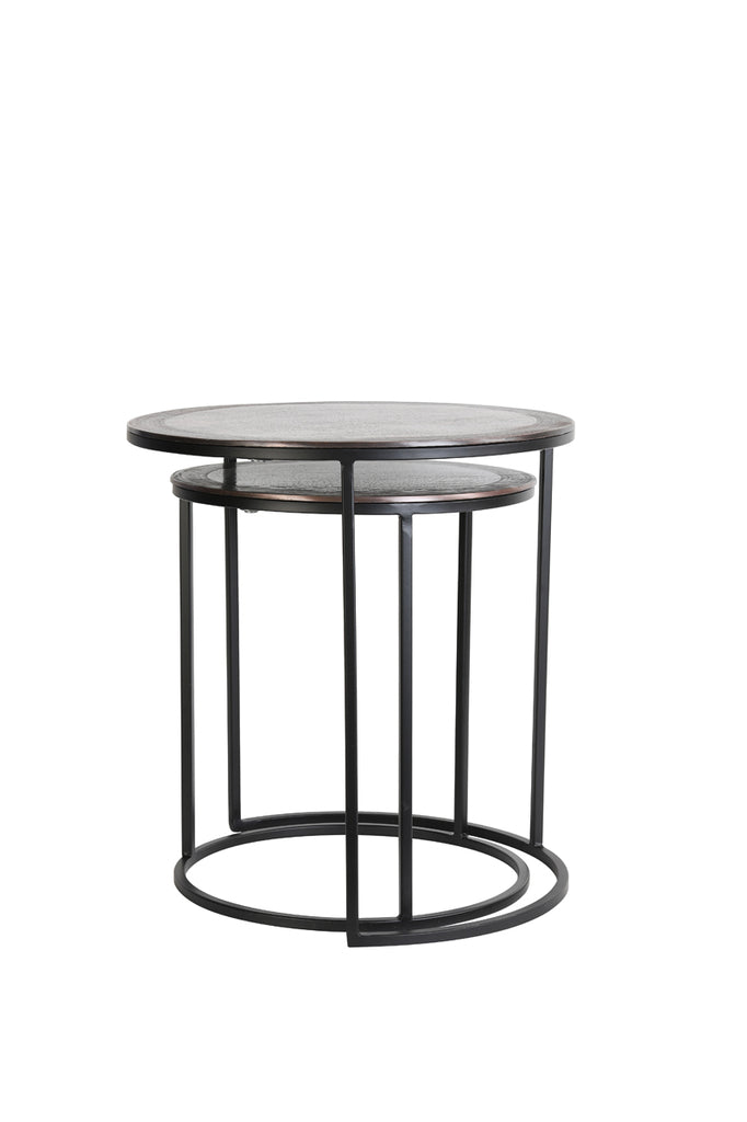 Light &amp; Living - Tables d'appoint 'Talca' (Lot de 2, Cuivre Antique et Noir)