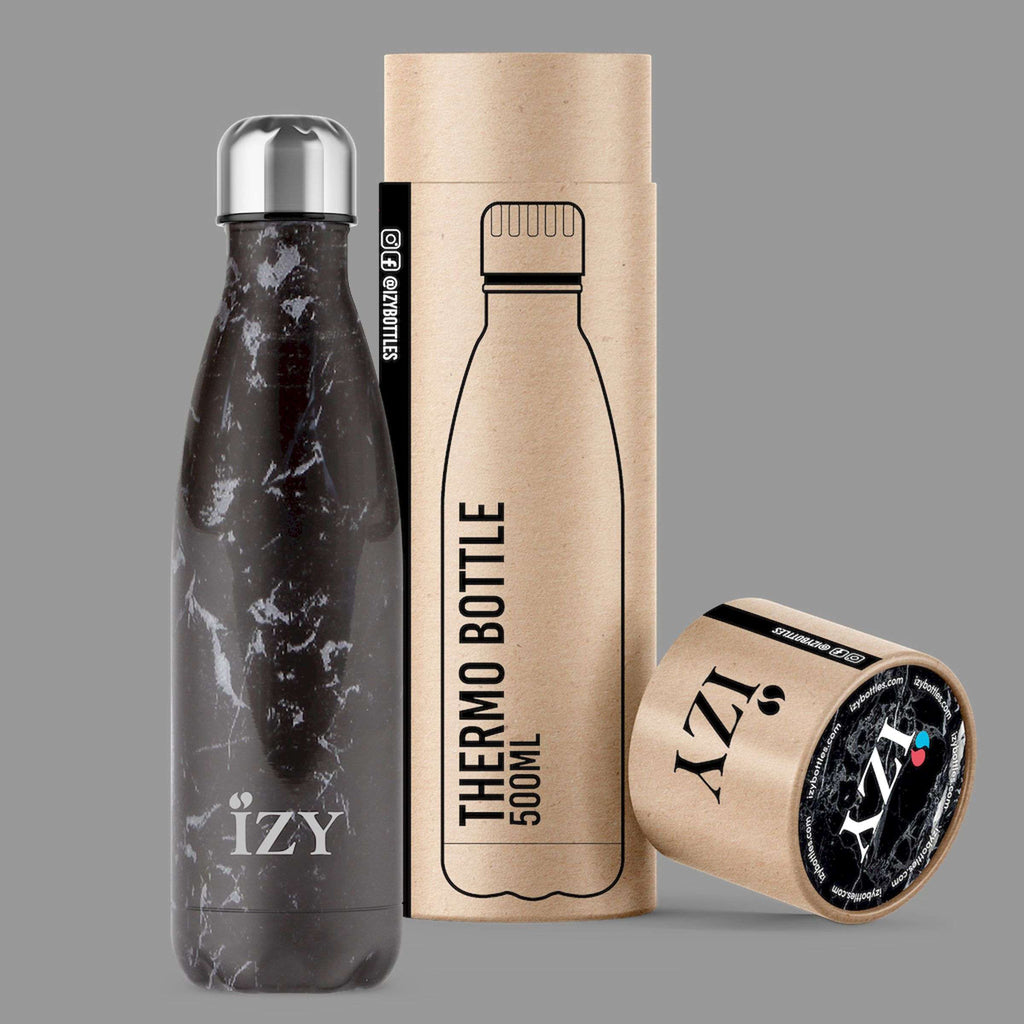 IZY Bottles - Thermosfles 'Marmer' (500ml, Zwart)