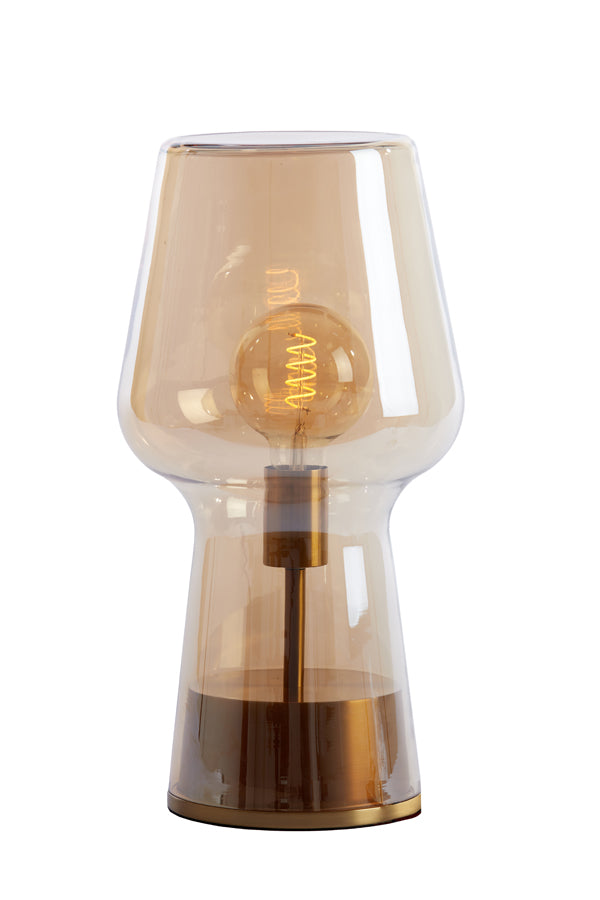 Light &amp; Living - Lampe de table 'Tonga' (Taille L, Verre Ambre &amp; Bronze Antique)