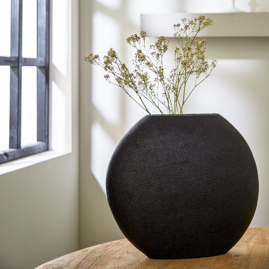 Light &amp; Living - Vase 'Rayskin' (Taille L, Noir Mat)