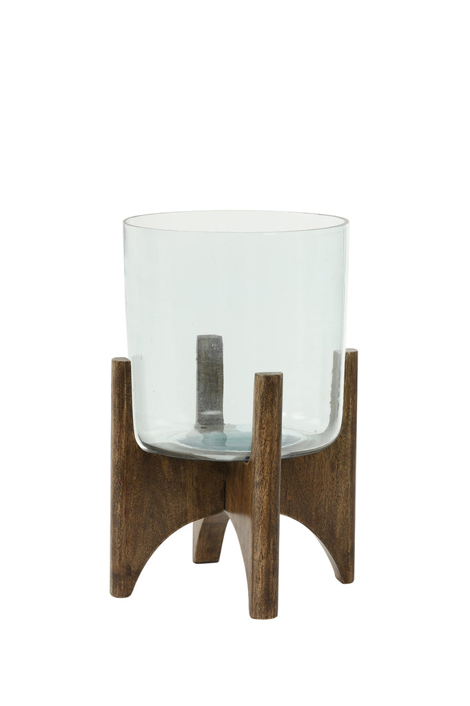 Light &amp; Living - Vase 'Jace' (Verre et Bois Marron)