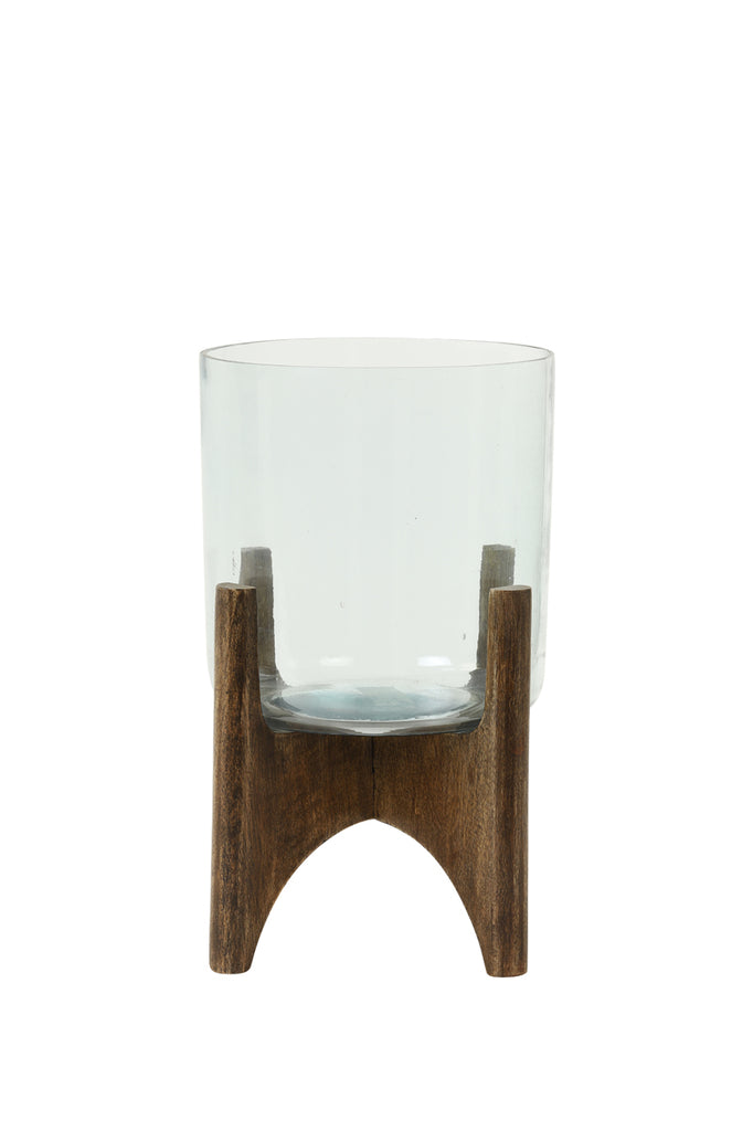 Light &amp; Living - Vase 'Jace' (Verre et Bois Marron)