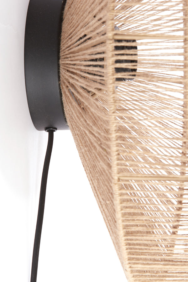 Light & Living - Wandlamp 'Lyra' (Maat M, Naturel & Matzwart)