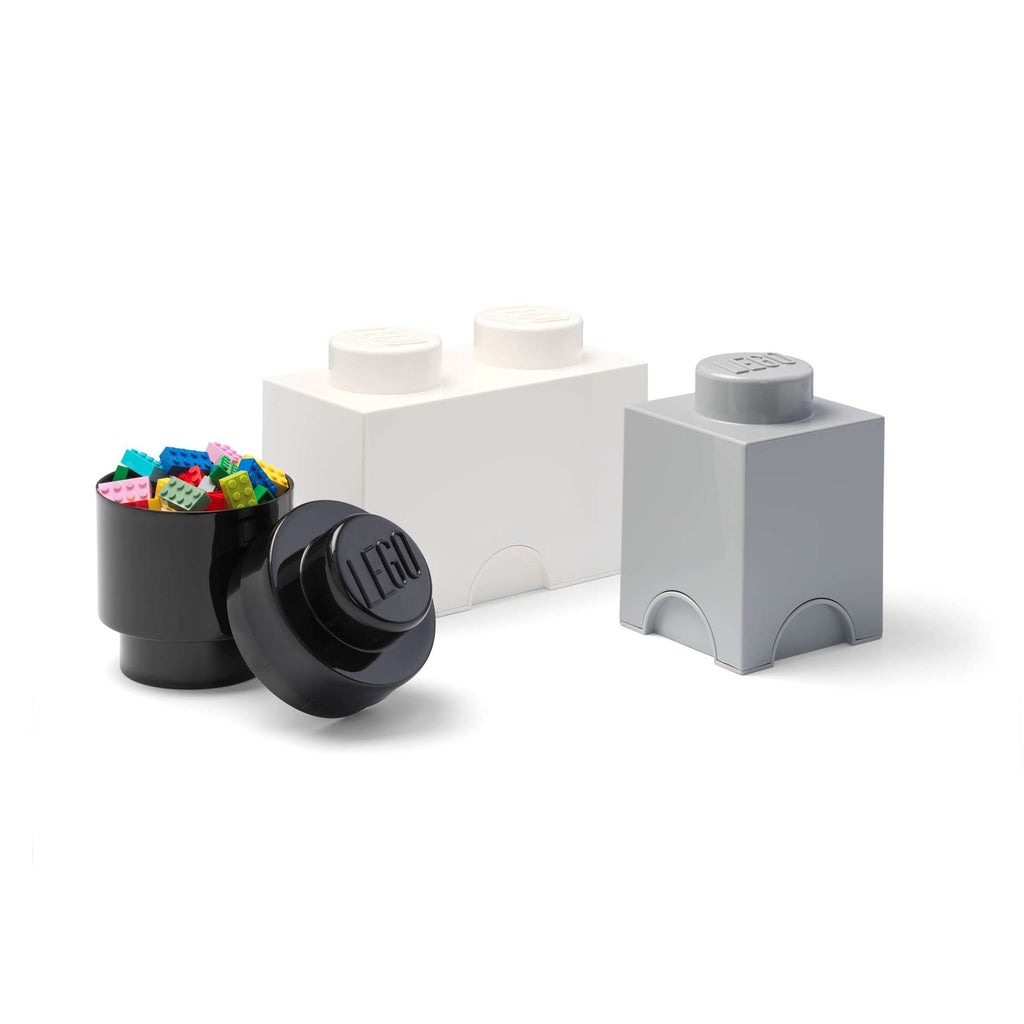 Lego - Opbergbox 'Brick' (Set van 3, Grijstinten)