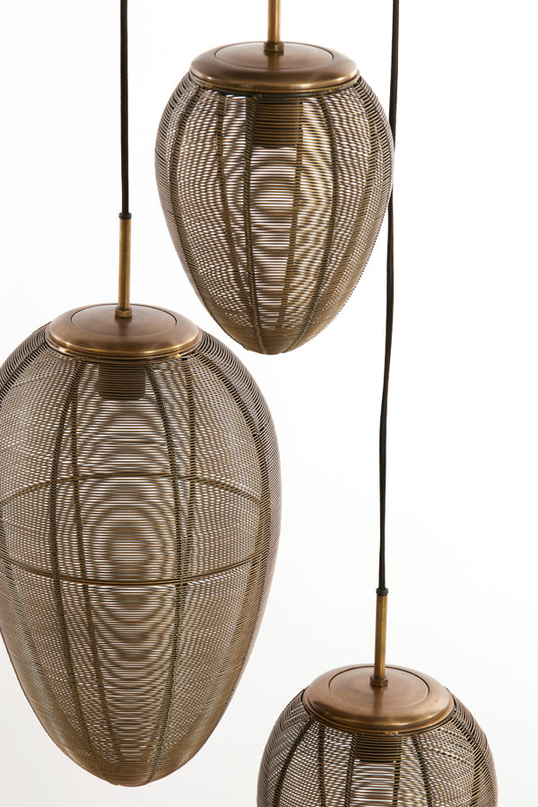 Light &amp; Living - Lampe suspendue 'Yaelle' (Taille M, 3 pièces, Bronze Antique &amp; Noir Mat)