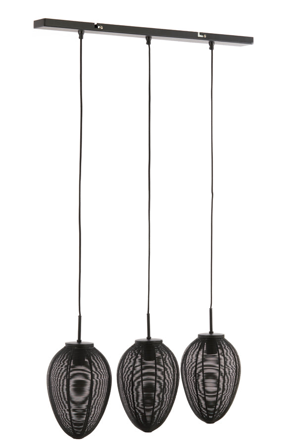 Light &amp; Living - Lampe suspendue 'Yaelle' (Taille L, 3 pièces, Noir mat)