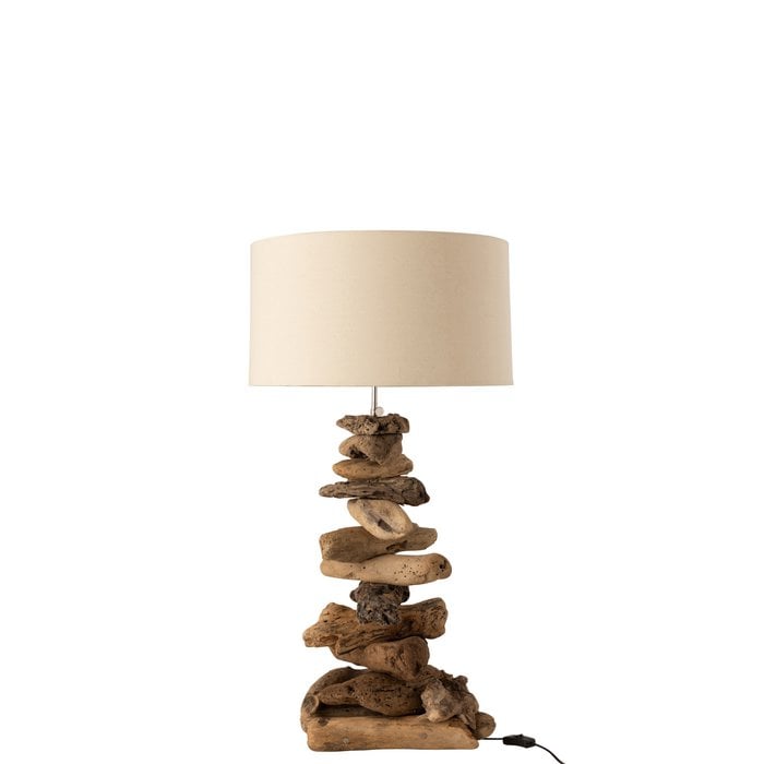 J-Line - Lampe mit Schirm 'Driftwood' (Natur/Beige, Größe S)